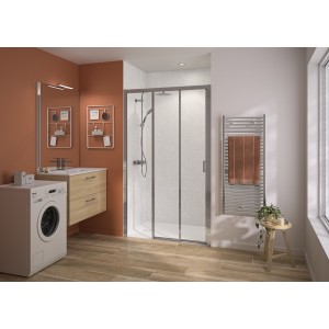 Paroi Smart Express+ 3 volets ss seuil 120 cm H200 chromé fixe à gauche - KINEDO PA2760CTNEG 