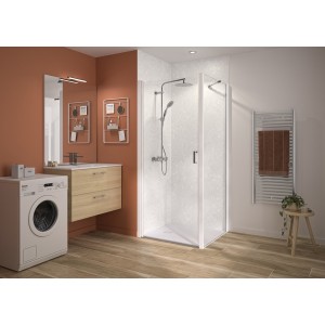Paroi pivotante ss seuil 6mm pour P+F 140 cm H200 blanc - KINEDO PA2784BTNE 