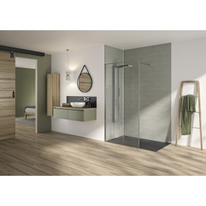 Paroi Solo Graphik 6mm 120 cm inox brossé décor curvia profilé à gauche - KINEDO PA793ICRVEG 