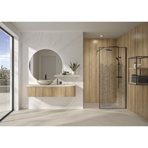 Paroi Solo Graphik 6mm 120 cm noir mat décor curvia profilé à droite - KINEDO PA793NMCRVED 