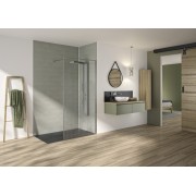Paroi Solo Graphik 6mm 140 cm inox brossé décor curvia profilé à droite - KINEDO PA794ICRVED 