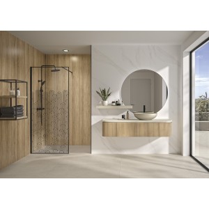 Paroi Solo Graphik 6mm 140 cm noir mat décor curvia profilé à gauche - KINEDO PA794NMCRVEG 