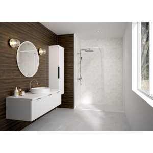 Paroi Solo Design+ cadrée 6mm 80 cm blanc grainé transparent - KINEDO PA8240BGTNE 
