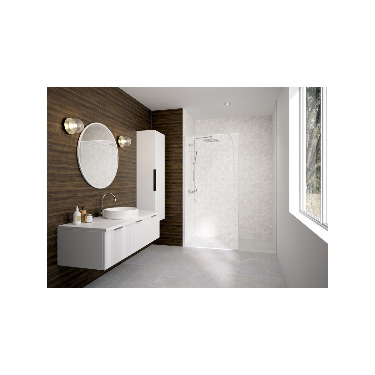 Paroi Solo Design+ cadrée 6mm 80 cm blanc grainé tissage - KINEDO PA8240BGTSGE 