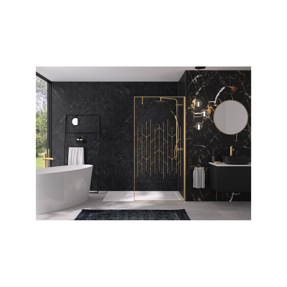 Paroi Solo Design+ cadrée 6mm 80 cm or brossé art déco - KINEDO PA8240DARTE 