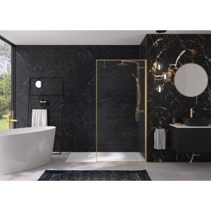 Paroi Solo Design+ cadrée 6mm 80 cm or brossé flûte profilé à gauche - KINEDO PA8240DFLTEG 