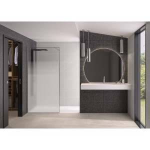 Paroi Solo Design+ cadrée 6mm 80 cm inox brossé cosmos XL profilé à gauche - KINEDO PA8240ICOXEG 