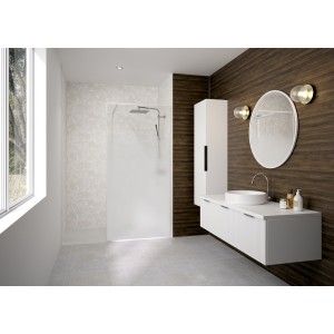 Paroi Solo Design+ cadrée 6mm 90 cm blanc grainé cosmos XL profilé à droite - KINEDO PA8241BGCOXED 