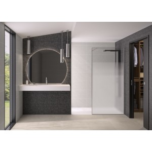 Paroi Solo Design+ cadrée 6mm 90 cm inox brossé cosmos XL profilé à droite - KINEDO PA8241ICOXED 