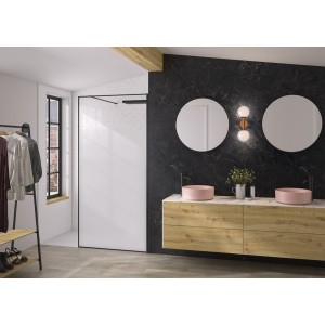 Paroi Solo Design+ cadrée 6mm 90 cm noir mat cosmos XL profilé à droite - KINEDO PA8241NMCOXED 