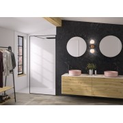 Paroi Solo Design+ cadrée 6mm 90 cm noir mat flûte profilé à droite - KINEDO PA8241NMFLTED 