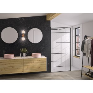 Paroi Solo Design+ cadrée 6mm 100 cm noir mat mondrian - KINEDO PA8242NMMDNE 