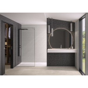 Paroi Solo Design+ cadrée 6mm 120 cm inox brossé transparent - KINEDO PA8243ITNE 