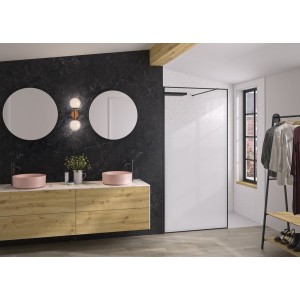 Paroi Solo Design+ cadrée 6mm 120 cm noir mat cosmos XL profilé à gauche - KINEDO PA8243NMCOXEG 