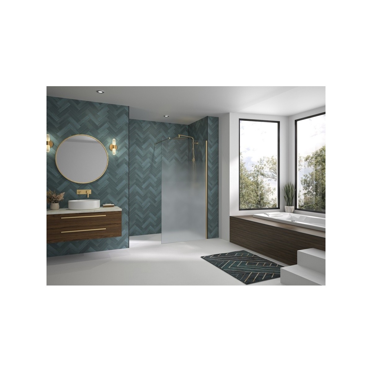 Paroi Solo Design 6mm 80 cm or brossé cosmos XL - KINEDO PA8260DCOXE 