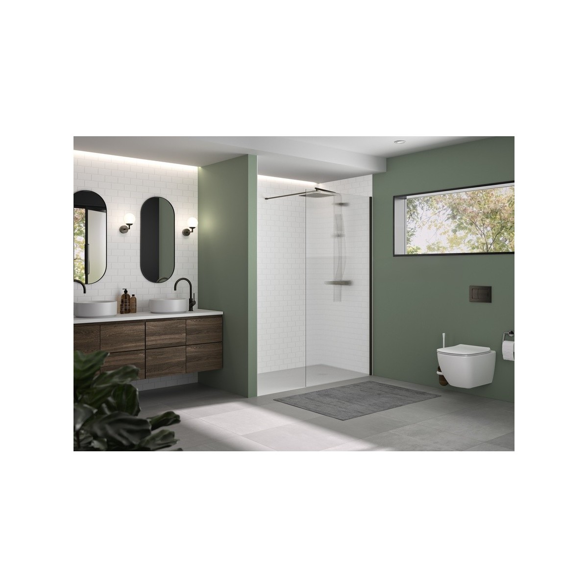 Paroi Solo Design 6mm 80 cm graphite brossé flûte - KINEDO PA8260GFLTE 