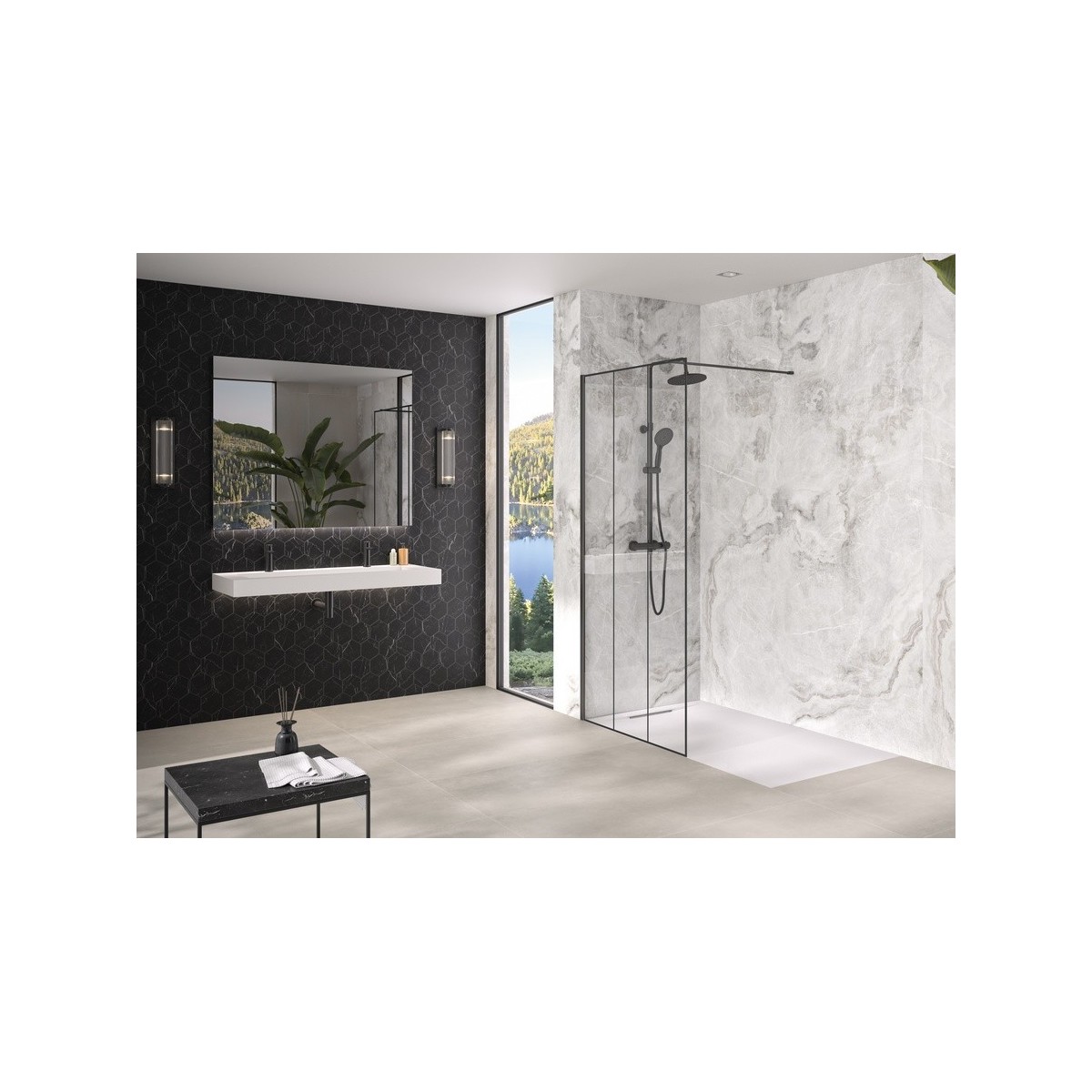 Paroi Solo Design 6mm 80 cm noir mat atelier - KINEDO PA8260NMATLE 