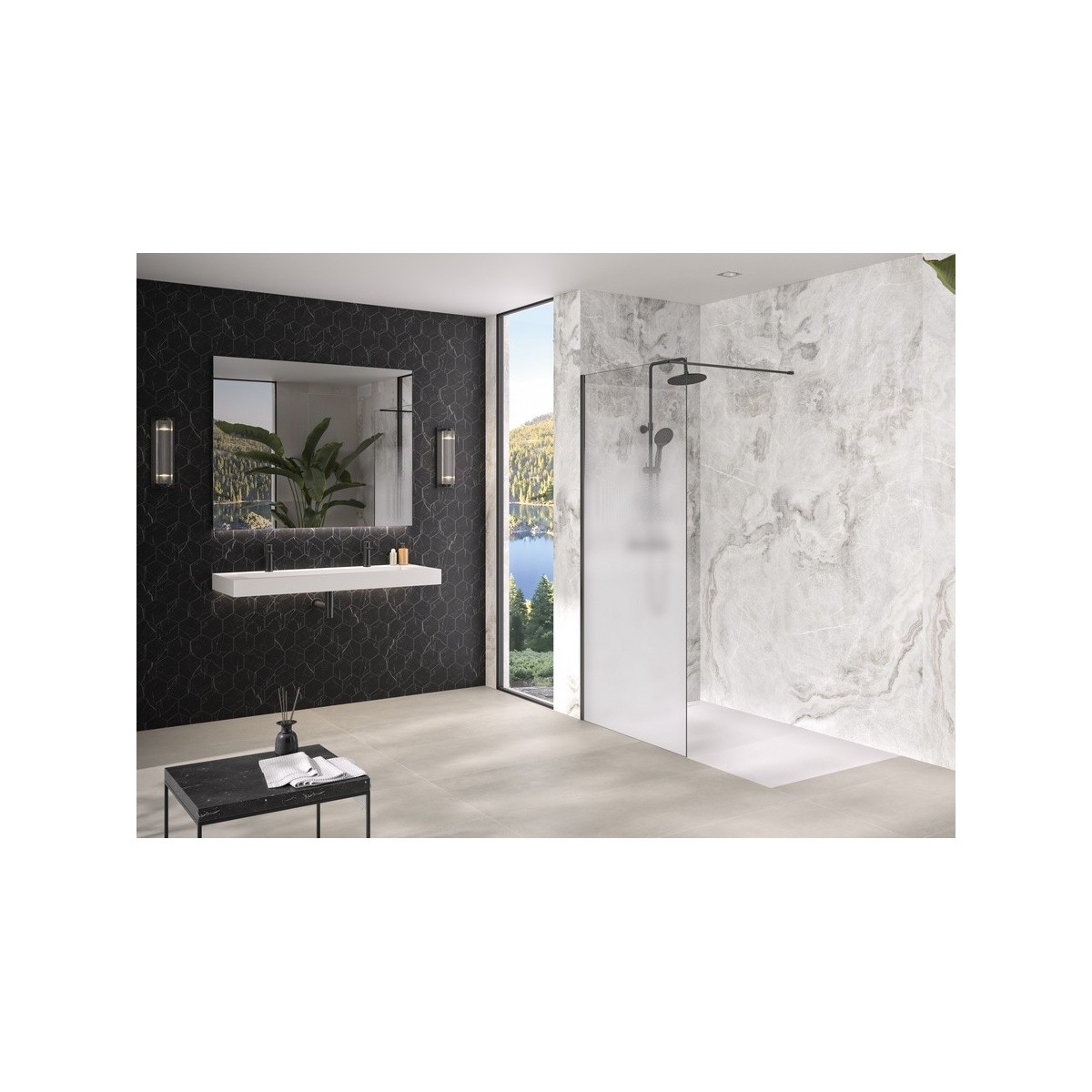 Paroi Solo Design 6mm 80 cm noir mat cosmos XL - KINEDO PA8260NMCOXE 