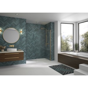 Paroi Solo Design 6mm 90 cm or brossé flûte - KINEDO PA8261DFLTE 