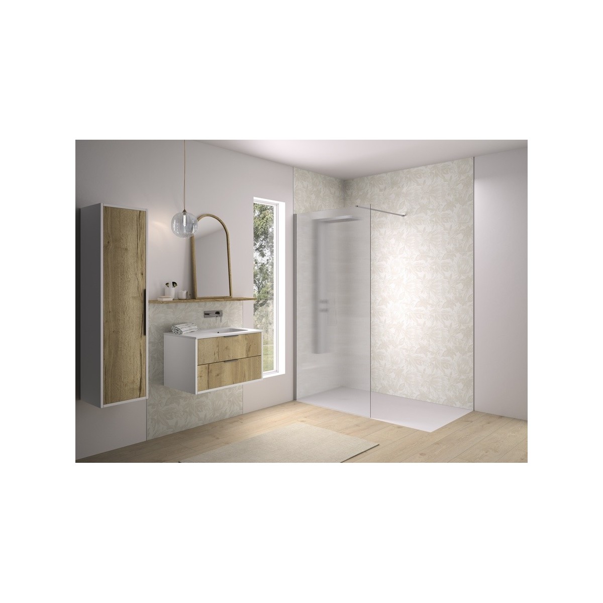Paroi Solo Design 6mm 100 cm inox brossé flûte - KINEDO PA8262IFLTE 