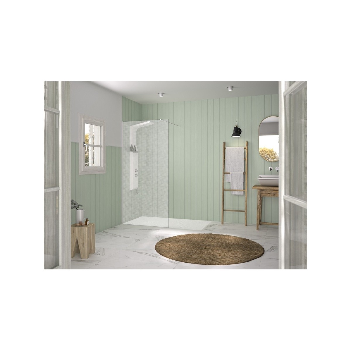 Paroi Solo Design 6mm 120 cm blanc grainé tissage - KINEDO PA8263BGTSGE 