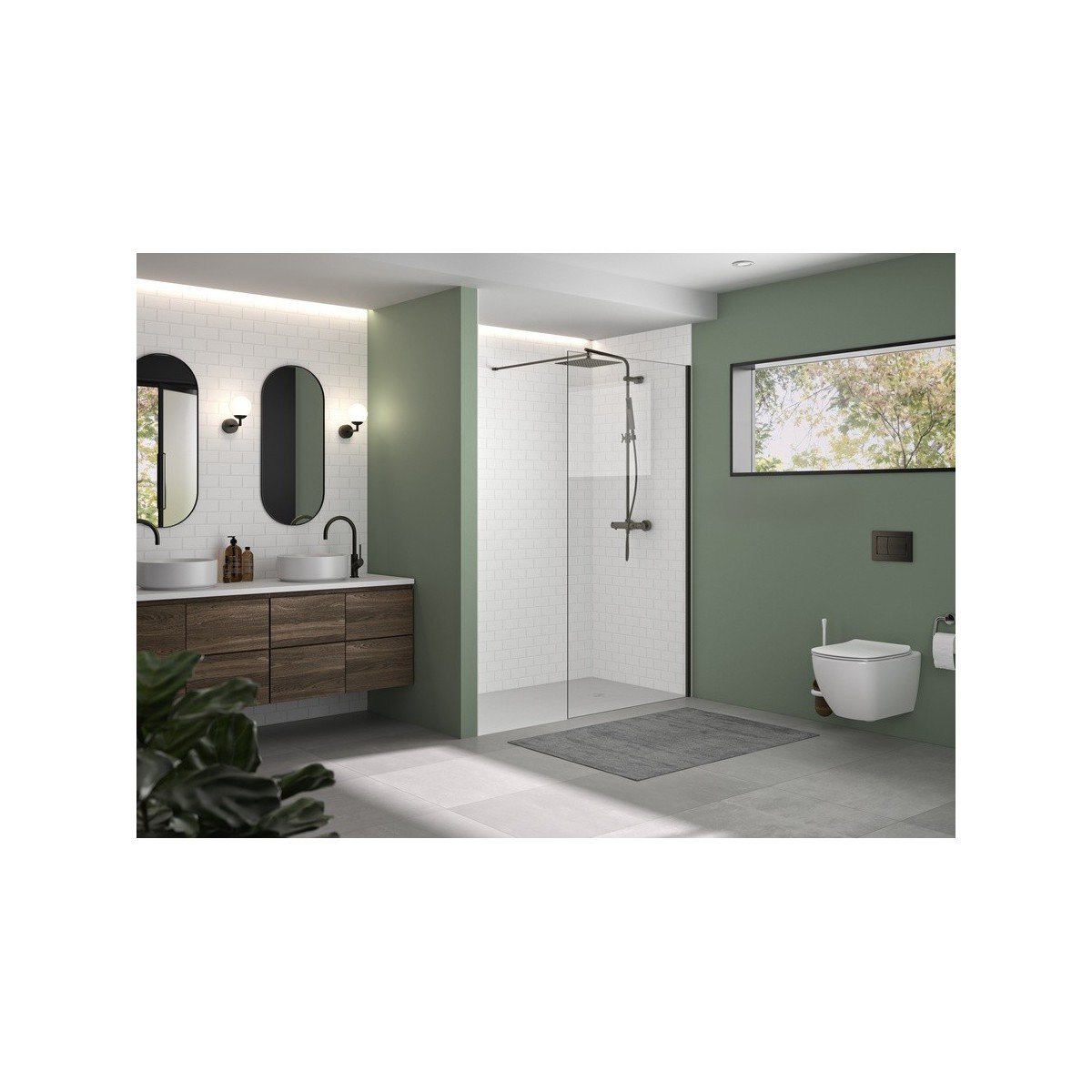 Paroi Solo Design 6mm 140 cm graphite brossé transparent - KINEDO PA8264GTNE 