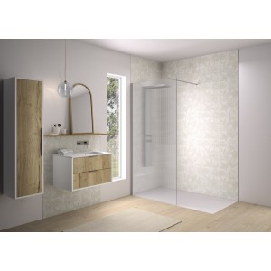 Paroi Solo Design 6mm 140 cm inox brossé flûte - KINEDO PA8264IFLTE 