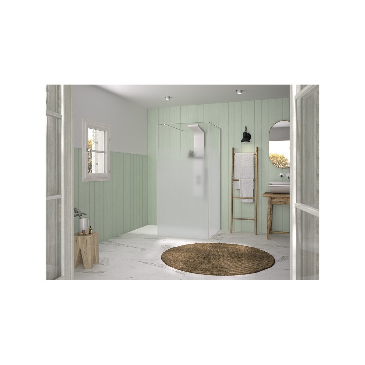 Renvoi d'angle Solo Design 70 cm blanc grainé cosmos XL profilé à droite - KINEDO PA8280BGCOXED 