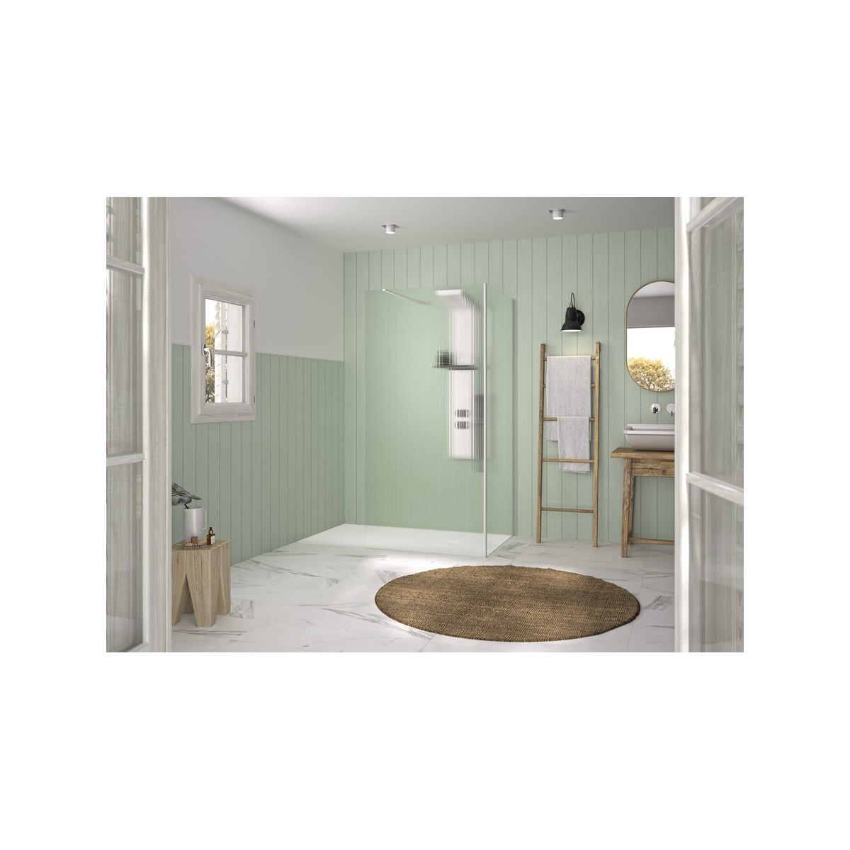 Renvoi d'angle Solo Design 70 cm blanc grainé flûte - KINEDO PA8280BGFLTE 