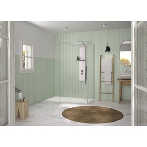 Renvoi d'angle Solo Design 70 cm blanc grainé transparent - KINEDO PA8280BGTNE 