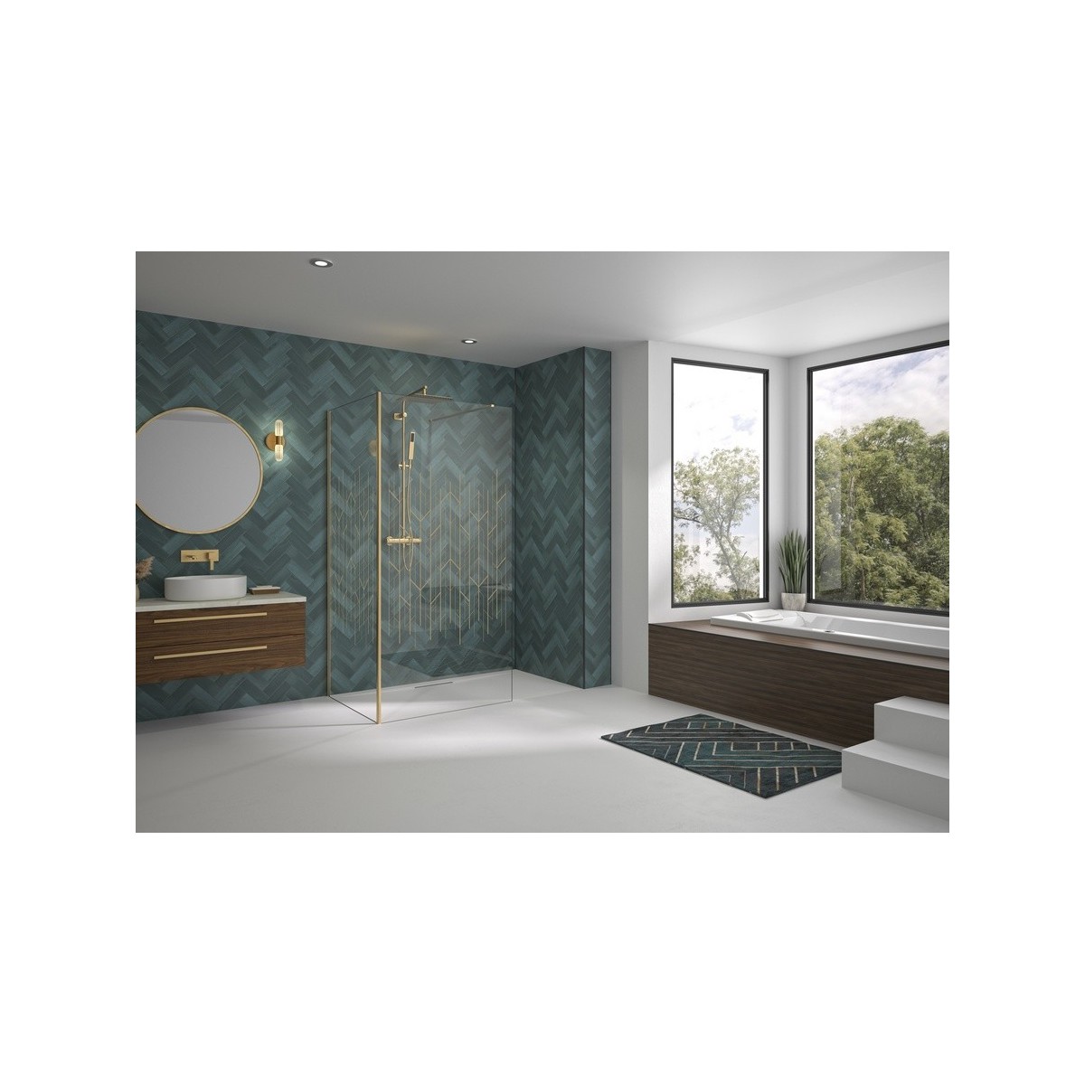 Renvoi d'angle Solo Design 70 cm or brossé art déco - KINEDO PA8280DARTE 