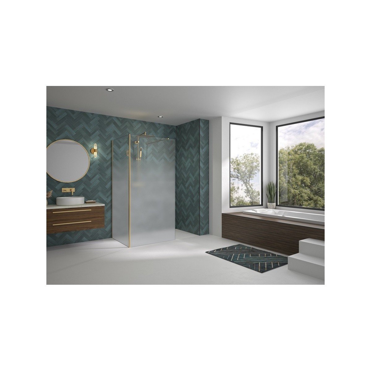 Renvoi d'angle Solo Design 70 cm or brossé cosmos XL profilé à gauche - KINEDO PA8280DCOXEG 