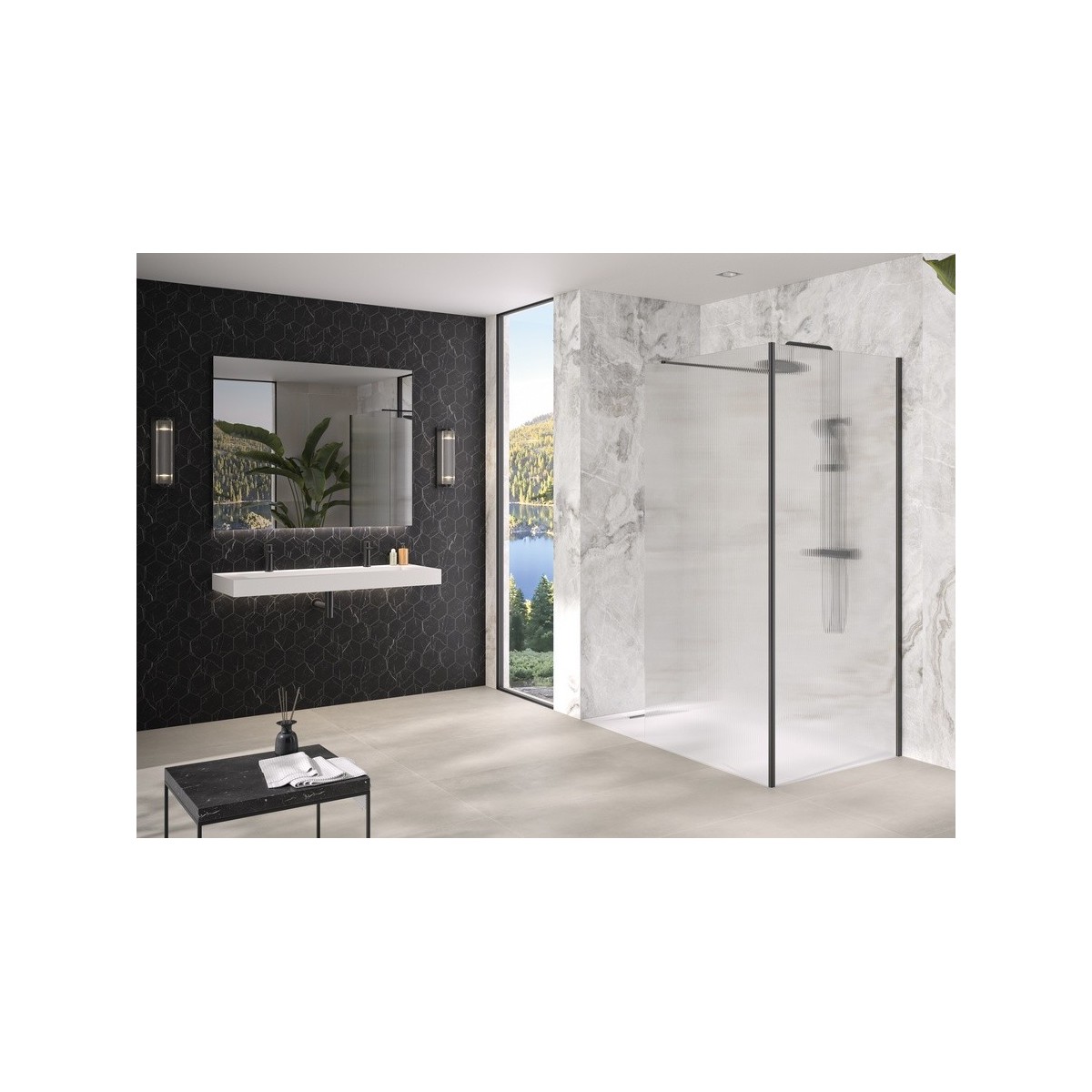 Renvoi d'angle Solo Design 70 cm noir mat flûte - KINEDO PA8280NMFLTE 