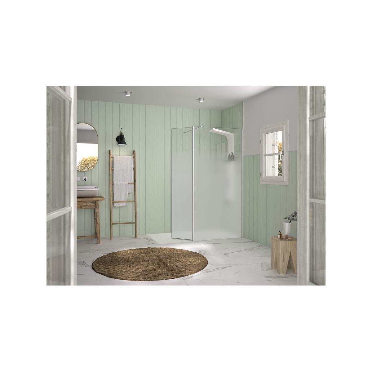 Volet pivotant 45cm pour Solo Design blanc grainé cosmos XL profilé à droite - KINEDO PA8290BGCOXED 