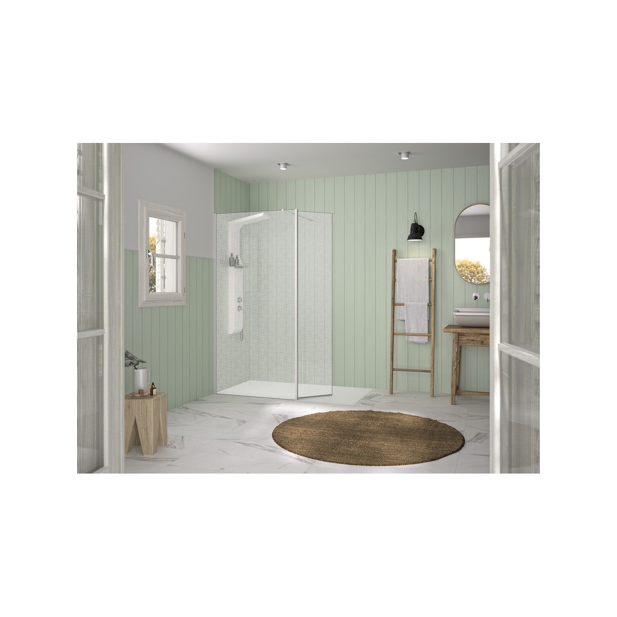 Volet pivotant 45cm pour Solo Design blanc grainé tissage - KINEDO PA8290BGTSGE 