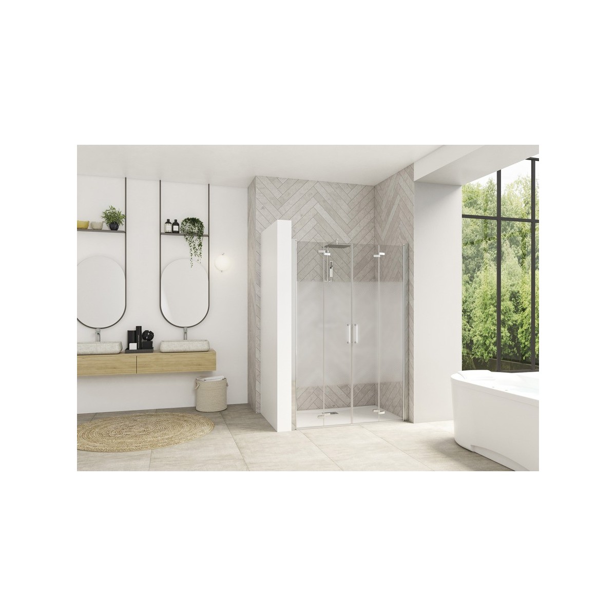 Paroi Smart Design S XXL sans seuil 120 chromé cosmos - KINEDO PA90101CCOE 