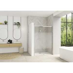 Paroi Smart Design C sans seuil 90 chromé cosmos fixe à droite - KINEDO PA90110CCOED 