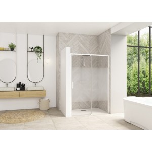 Paroi Smart Design C sans seuil 110 blanc cosmos fixe à droite - KINEDO PA90113BCOED 