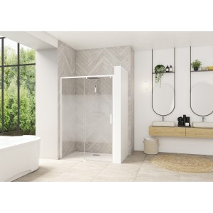 Paroi Smart Design C sans seuil 170 blanc cosmos fixe à gauche - KINEDO PA90124BCOEG 