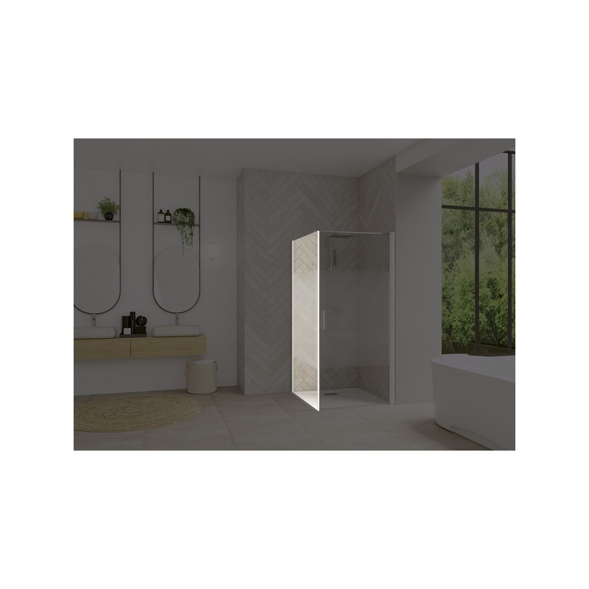 Paroi Smart Design Fixe ss seuil 70 blanc cosmos - KINEDO PA90150BCOE 