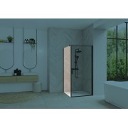 Paroi Smart Design Fixe sans seuil 140 cm gris noir grainé transparent - KINEDO PA90159NTNE 