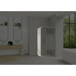 Paroi Smart Design AC ss seuil 80 chromé cosmos fixe à gauche - KINEDO PA90162CCOEG 