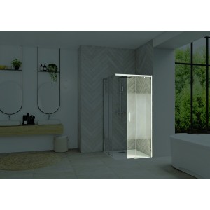 Paroi Smart Design AC ss seuil 100 chromé cosmos fixe à droite - KINEDO PA90166CCOED 