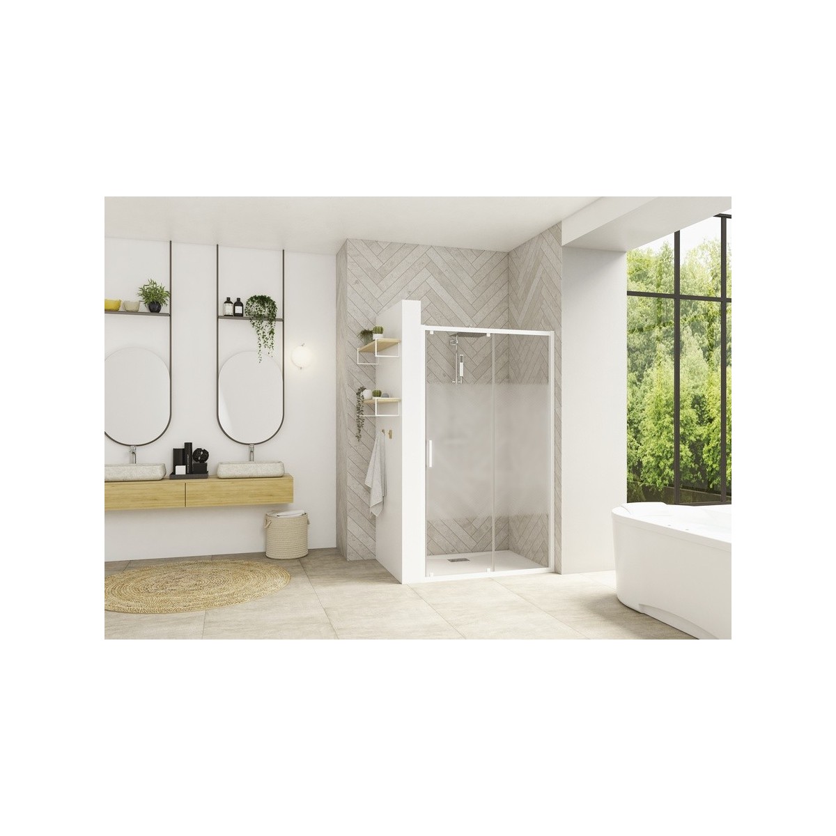 Paroi Smart Design C avec seuil 100 blanc cosmos - KINEDO PA90242BCOE 