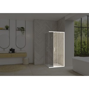 Paroi Smart Design AC avec seuil 90 blanc cosmos fixe à droite - KINEDO PA90274BCOED 