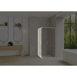 Paroi Smart Design AC avec seuil 100 blanc cosmos fixe à gauche - KINEDO PA90276BCOEG 