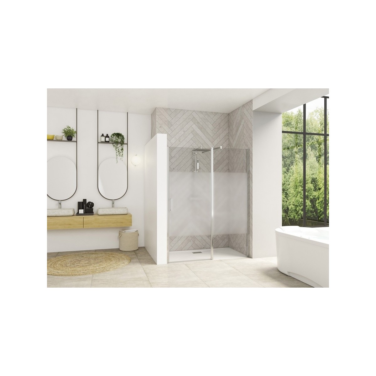 Paroi Smart Design P ss seuil 140 chromé cosmos - KINEDO PA9053CCOE 