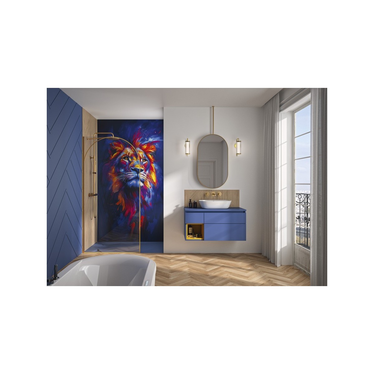 Paroi Solo Arkade 6mm 90 cm or brossé décor arche profilé à gauche - KINEDO PA952DAKEG 