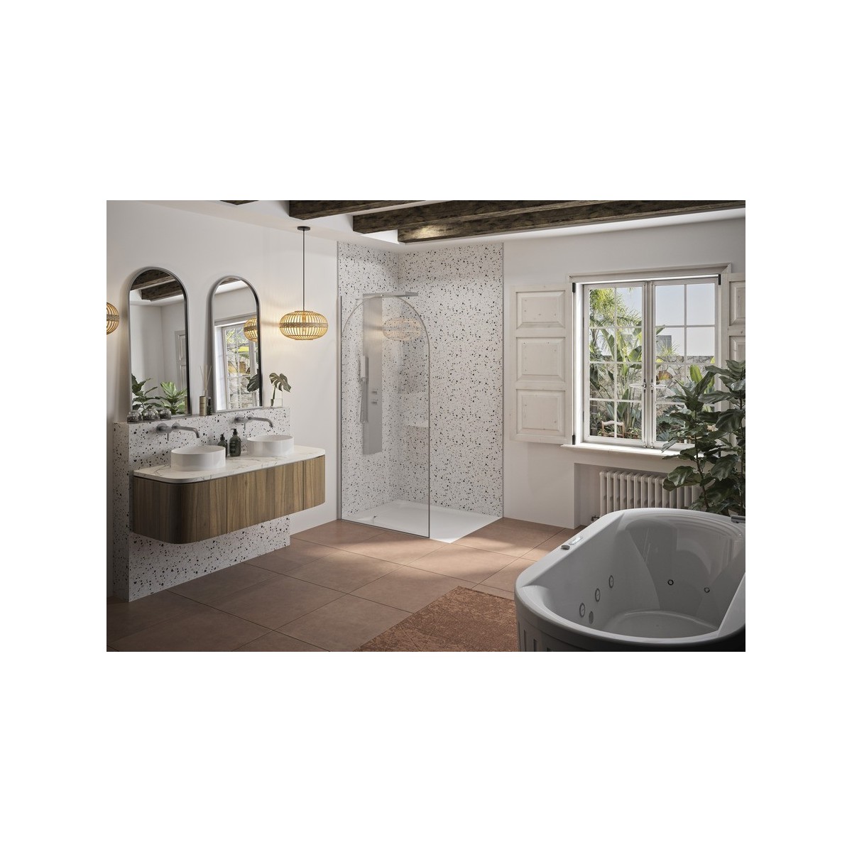 Paroi Solo Arkade 6mm 100 cm inox brossé décor arche profilé à gauche - KINEDO PA953IAKEG 