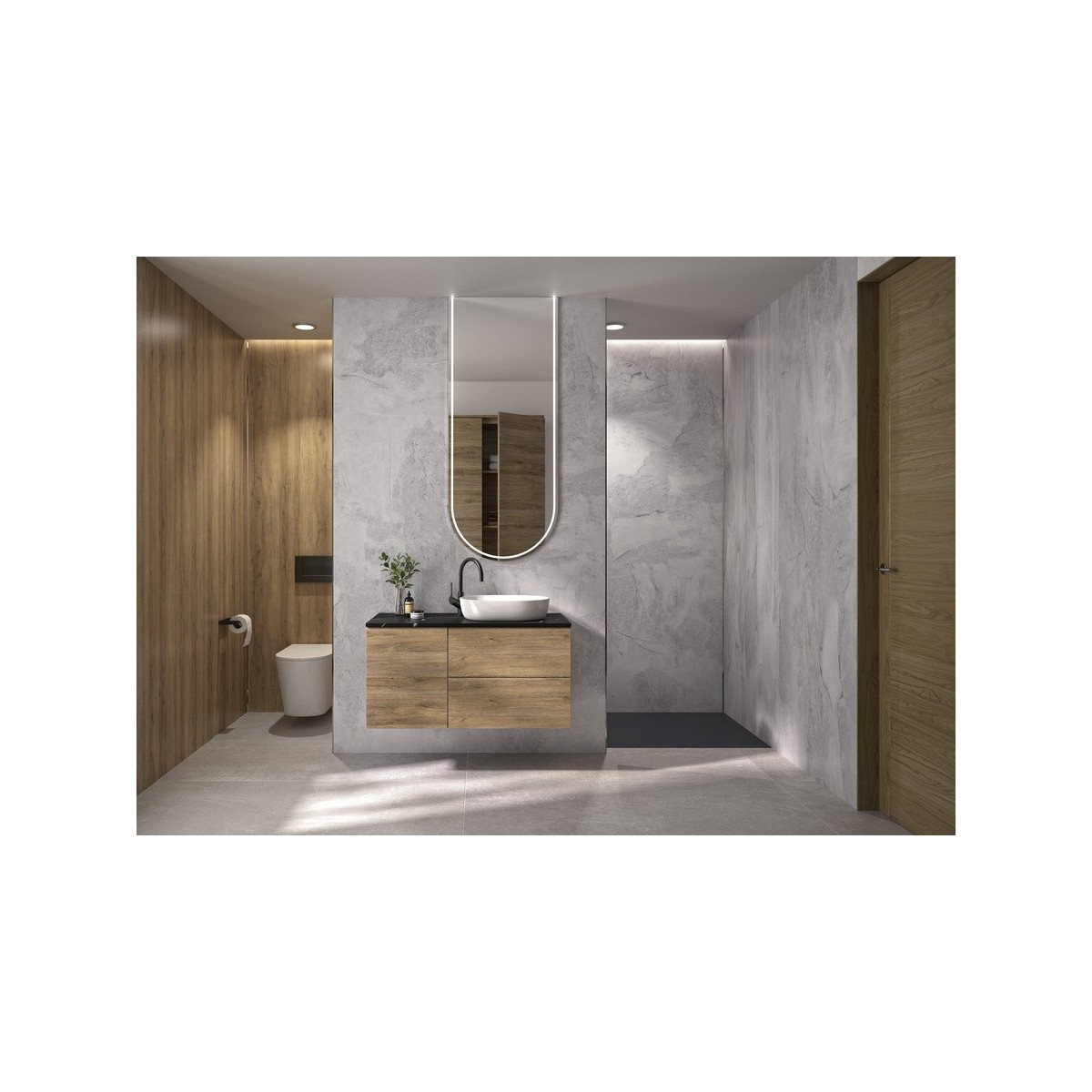 Panneau mural Kinewall Design 3 mm 100x250 Grey stone - KINEDO PM1203 